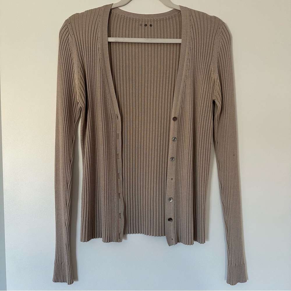 Three Dots Vintage Y2K Tan Silk Cardigan (Read Description)